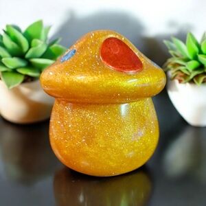 Golden Mushroom Glass Accent